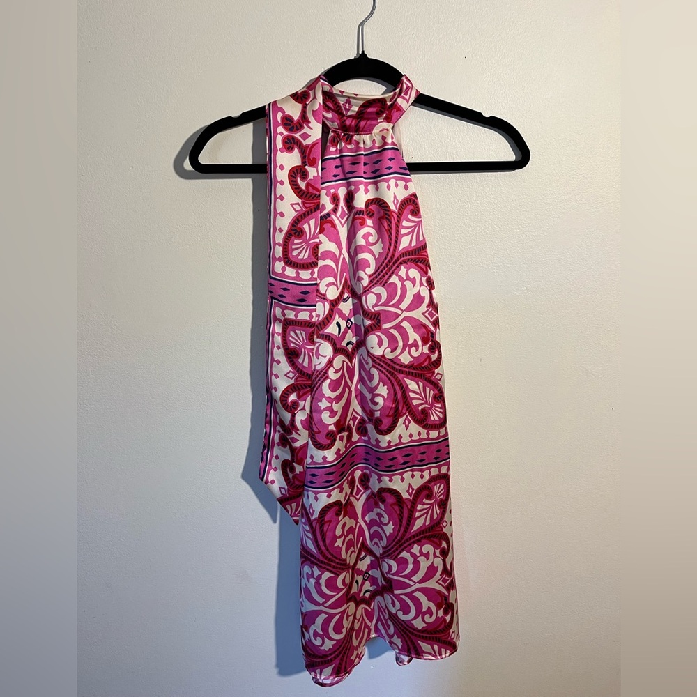 Mango Pink and White Patterned Mini Dress